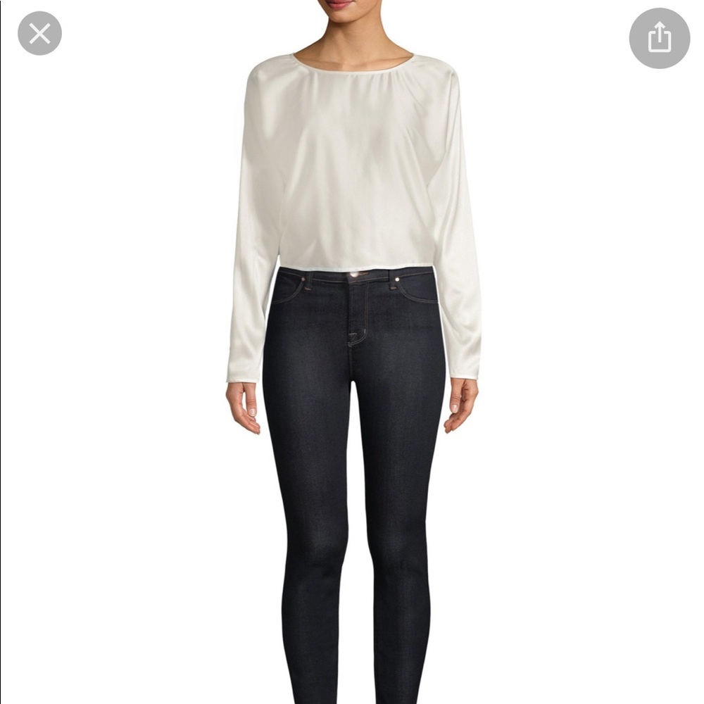 Ramy Brook Malory Silk Split Back Blouse in Ivory